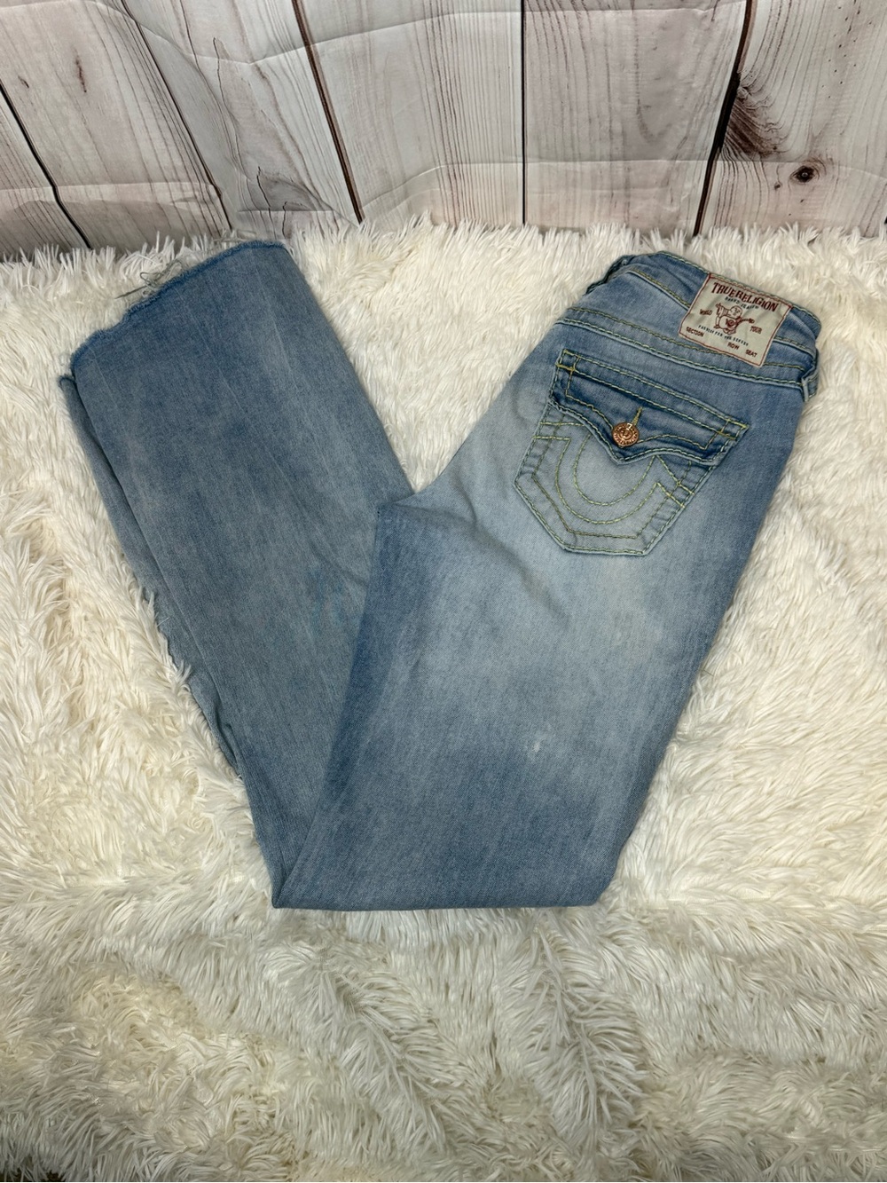 True Religion Becca Mid Rise Bootcut Light Blue Denim Jeans